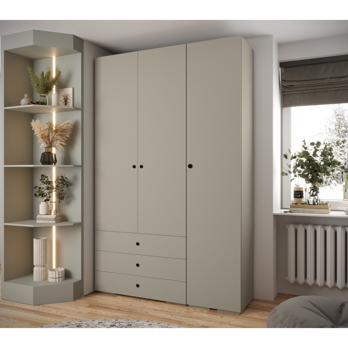 Garderoba wysoka do przedpokoju INOVA 2 Z17 kaszmir+czarny