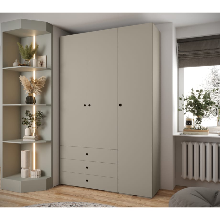 Garderoba wysoka do przedpokoju INOVA 2 Z17 kaszmir+czarny