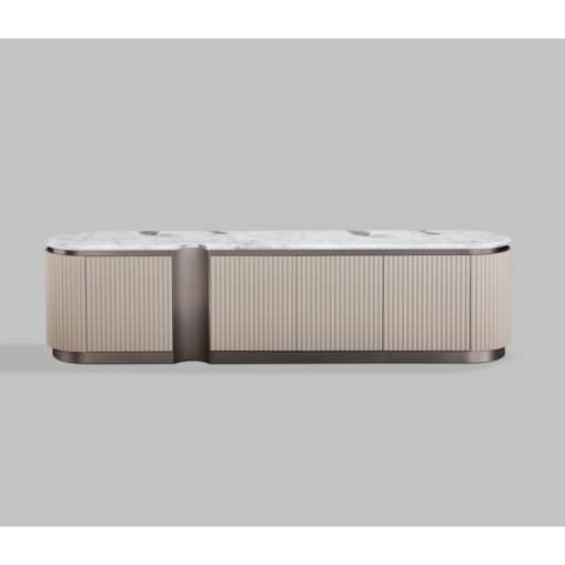 Komoda RTV złota Nutris Glamour Premium 200x40x50 w kolorze niklowym