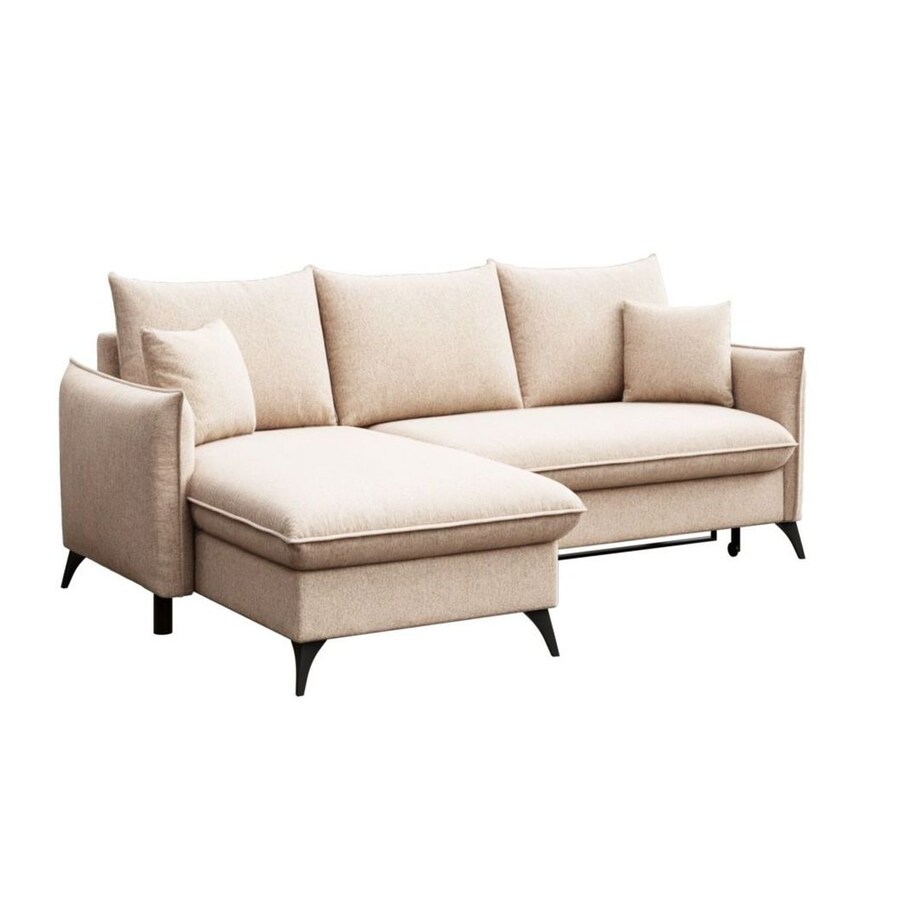 Brim Sofa narożna lewa z funkcją spania i pojemnikiem lewa jasno beżowa