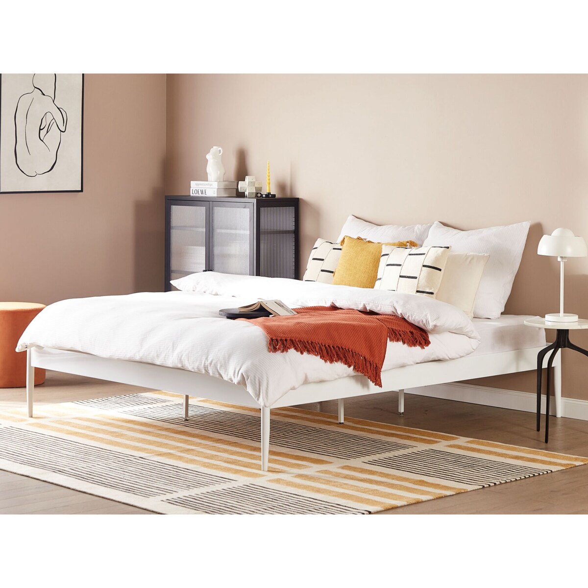 Łóżko metalowe 180 x 200 cm białe VAURS