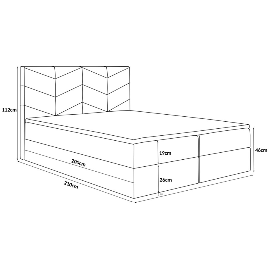 Łóżko kontynentalne G3 do sypialni 160x200 z pojemnikiem i materacem-szare