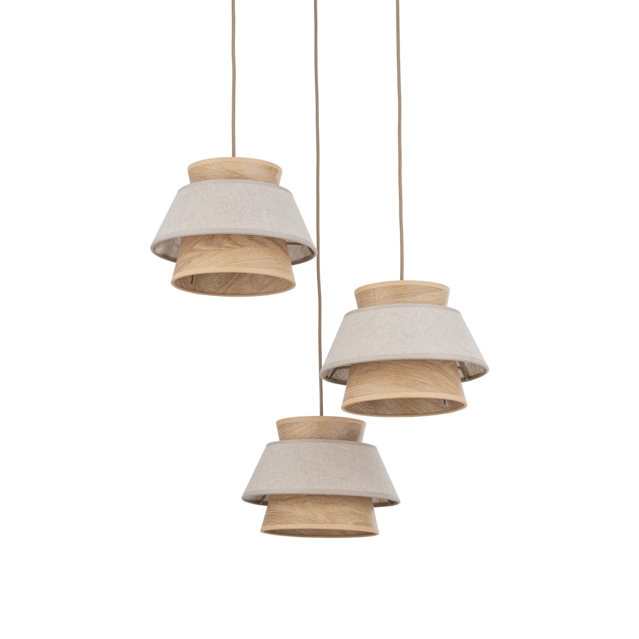 Lampa Wisząca Na Kole Tk Lighting Kalum Len Fornir 3Xe27 Skandynawski, Boho, Japandi