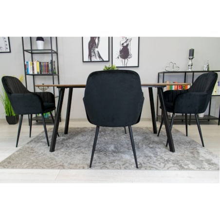 Krzesło Do Jadalni Kuchni Salonu Lugo - Aksamit Czarny / Nogi Czarne