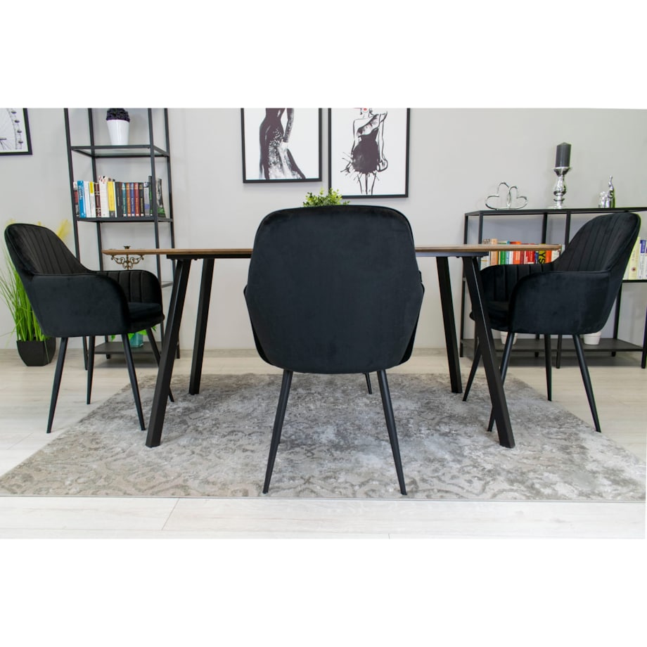 Krzesło Do Jadalni Kuchni Salonu Lugo - Aksamit Czarny / Nogi Czarne