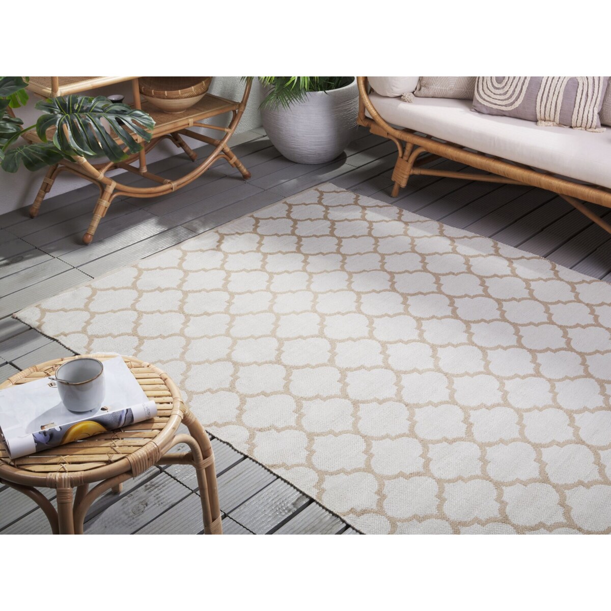 Dywan zewnętrzny dwustronny 160 x 230 cm beżowy AKSU