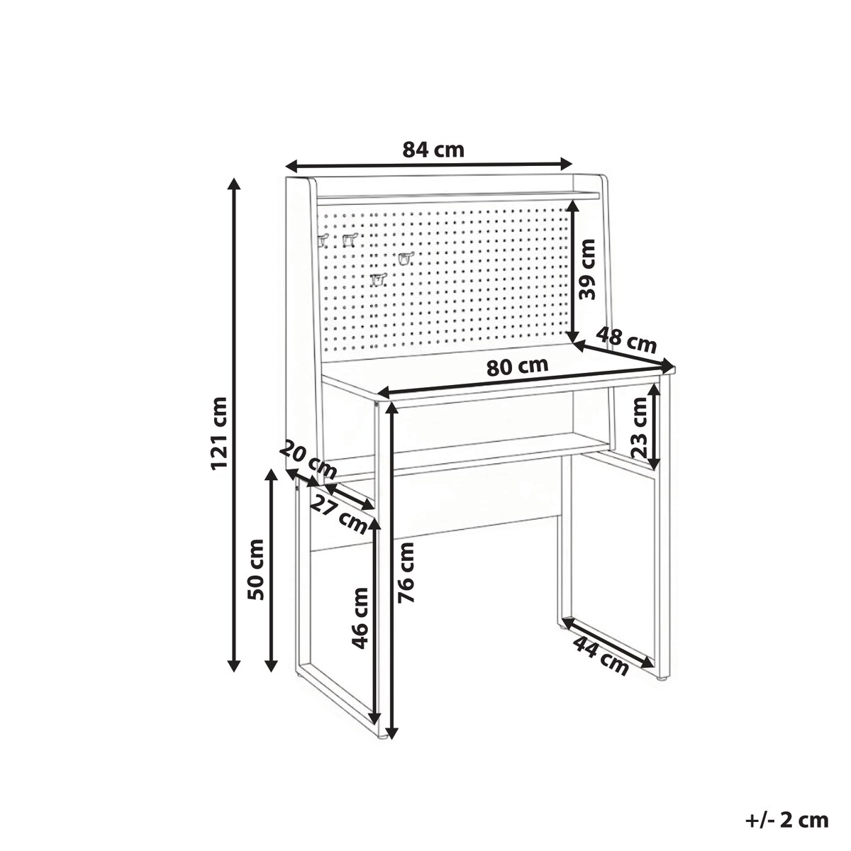 Biurko z tablicą perforowaną BUXTON Ciemnobrązowy 84 cm 48 cm