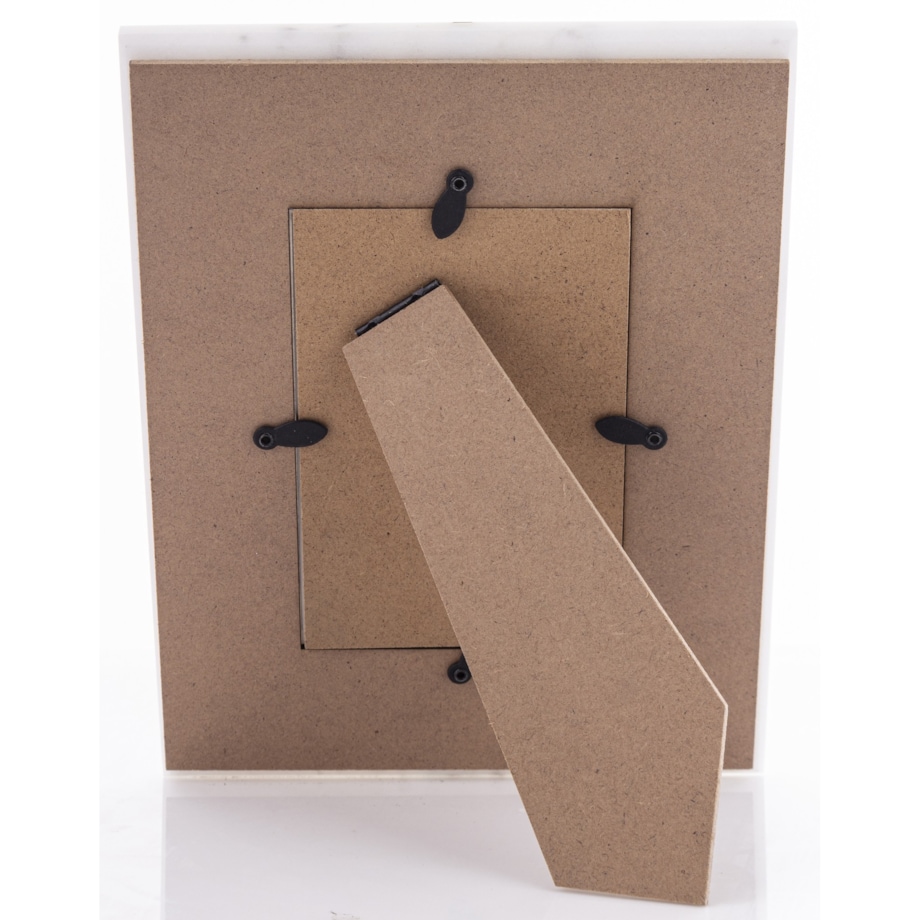 Ramka na zdjęcie marmurowa 22x18x1,5-15 cm biała ze złotem