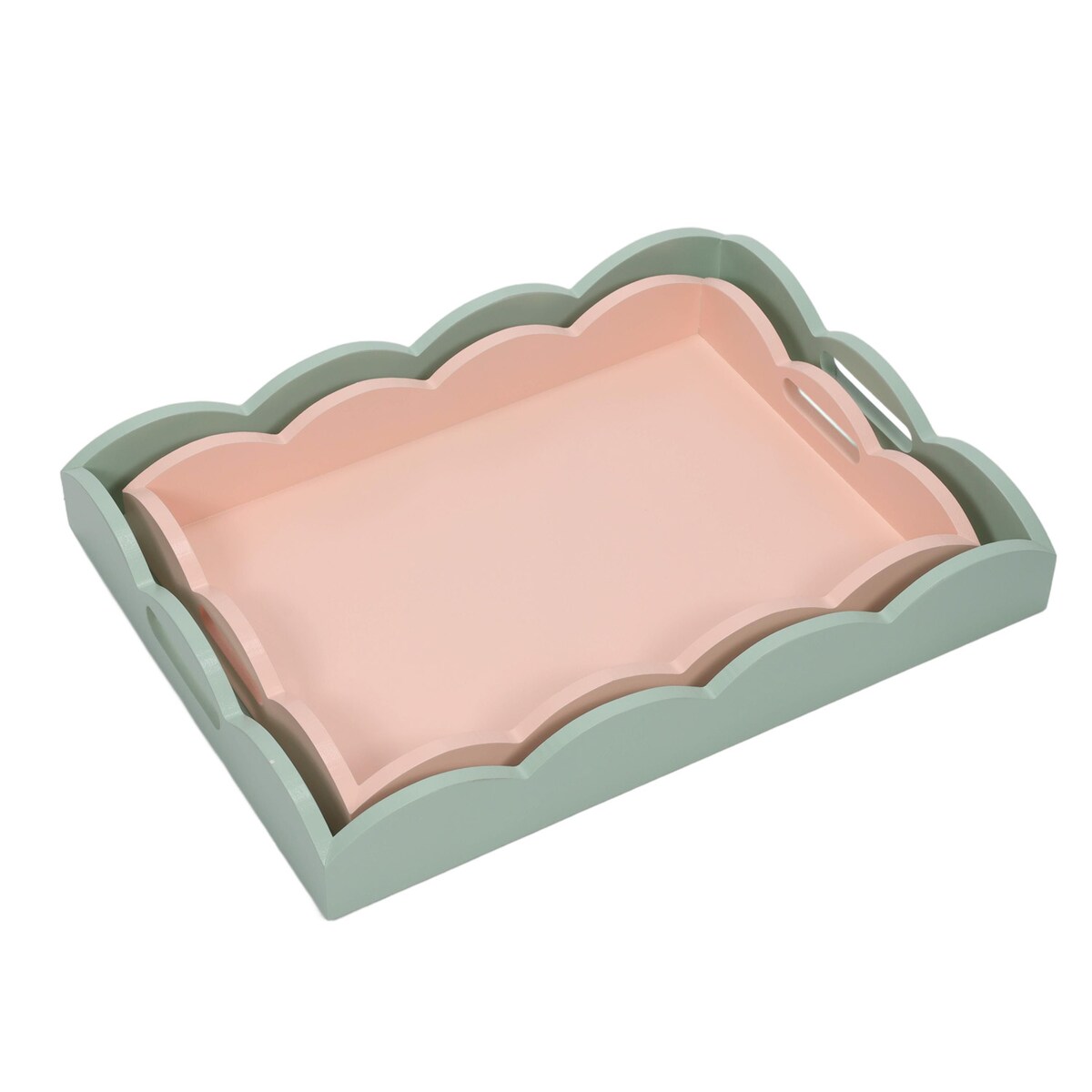 Zestaw 2 drewnianych pastelowych tacek, matowe wykończenie