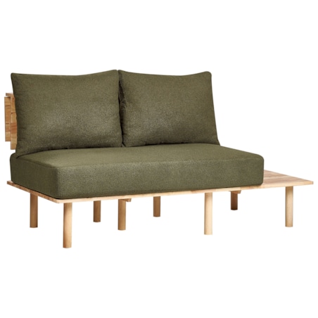Sofa 2-osobowa ze stolikiem boucle ciemnozielona SALO