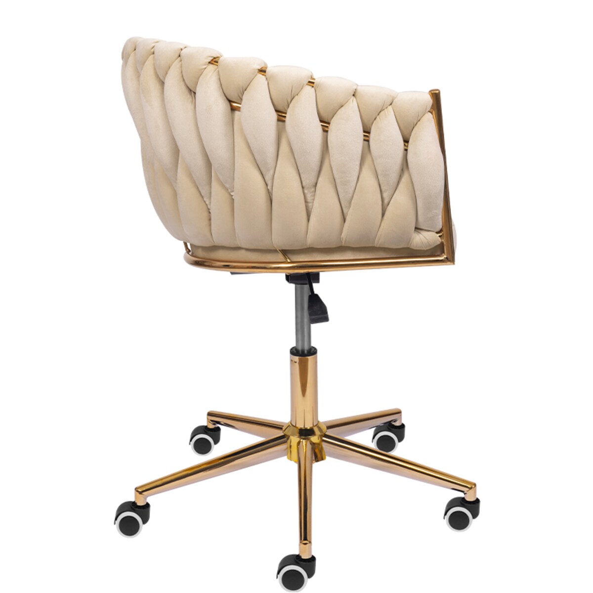 Fotel biurowy krzesło obrotowe regulowane welurowe beżowe