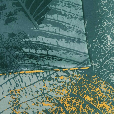 Pościel satyna bawełniana 160x200 Exclusive Venera turkusowa w duże liście