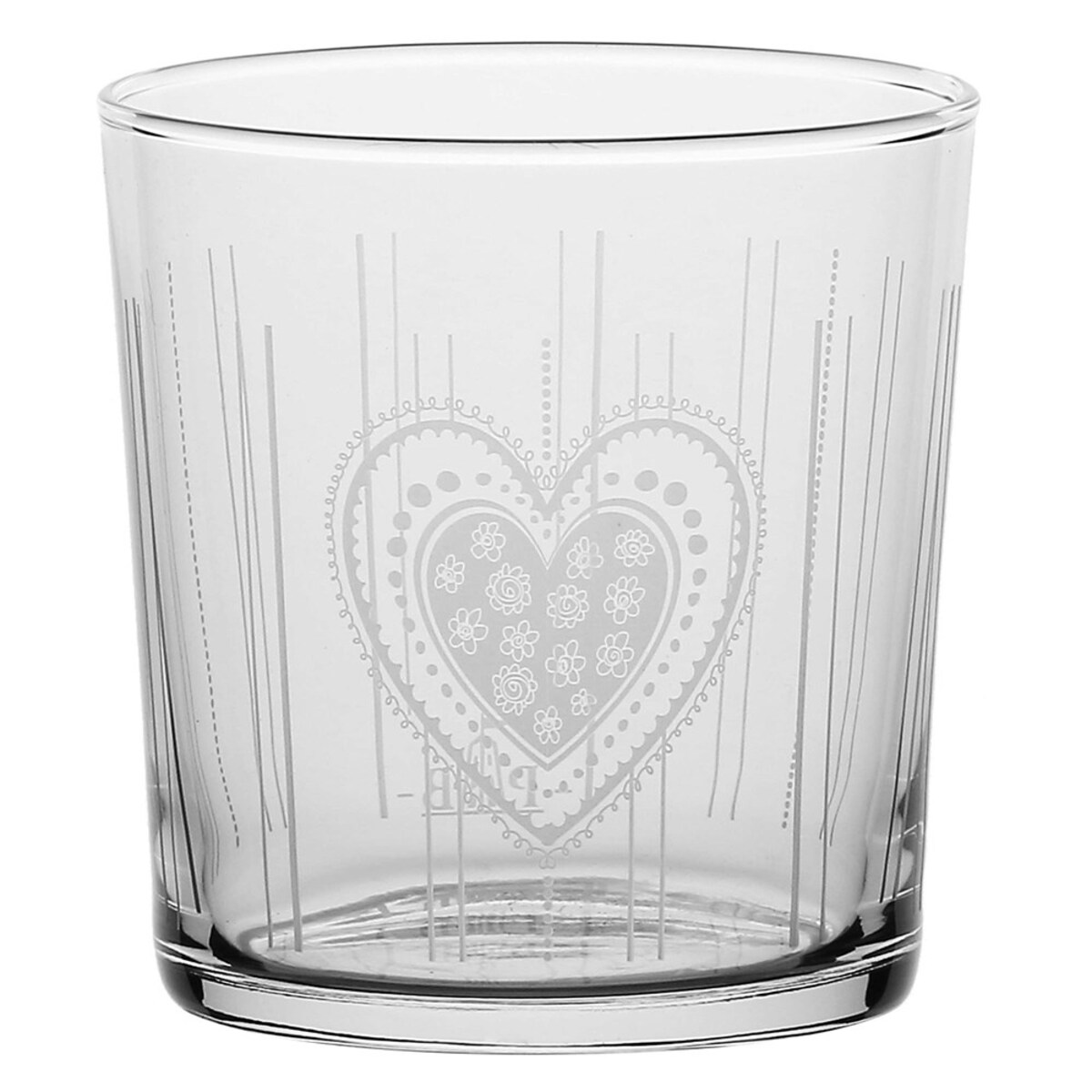 Zestaw 6 szklanek z grubym dnem Babila serce - Przezroczysty, 350 ml