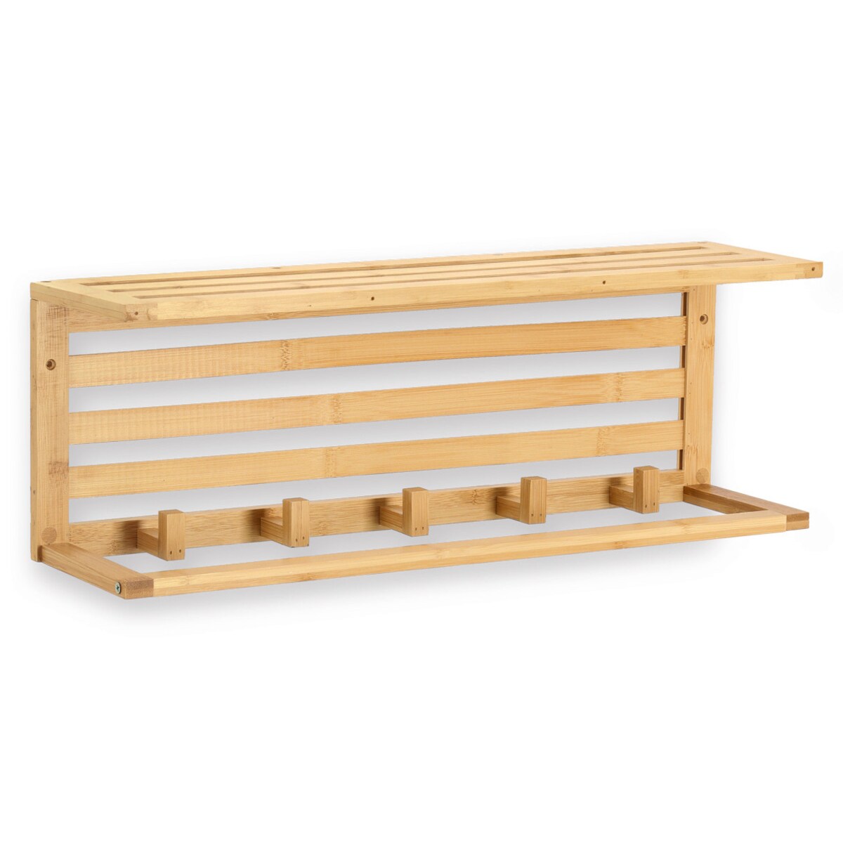 Bambusowa półka ścienna z haczykami, 57 x 15 cm ZELLER