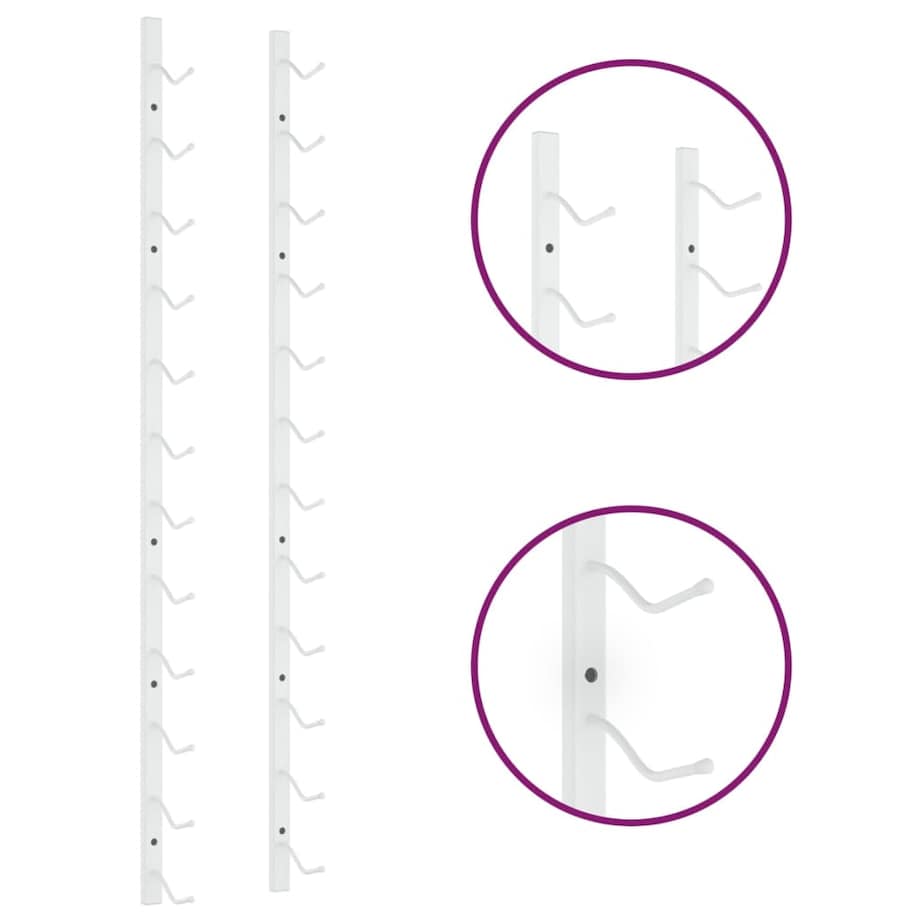 vidaXL Ścienny uchwyt na 12 butelek wina, biały, żelazny