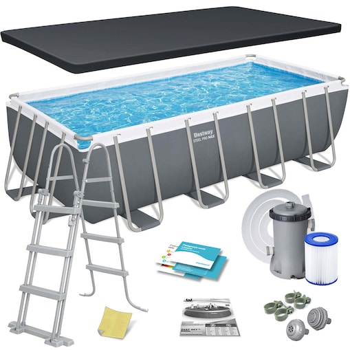 Basen ogrodowy stelażowy Bestway 488x244x122 cm prostokątny 11w1