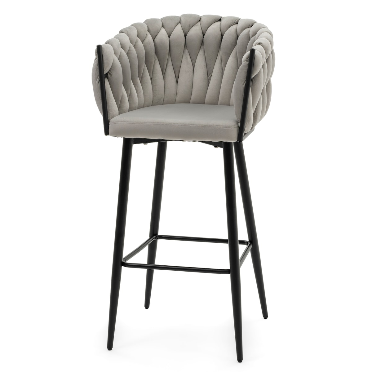 Hoker tapicerowany welurowy pleciony do salonu jadalni barowy glamour LATINA