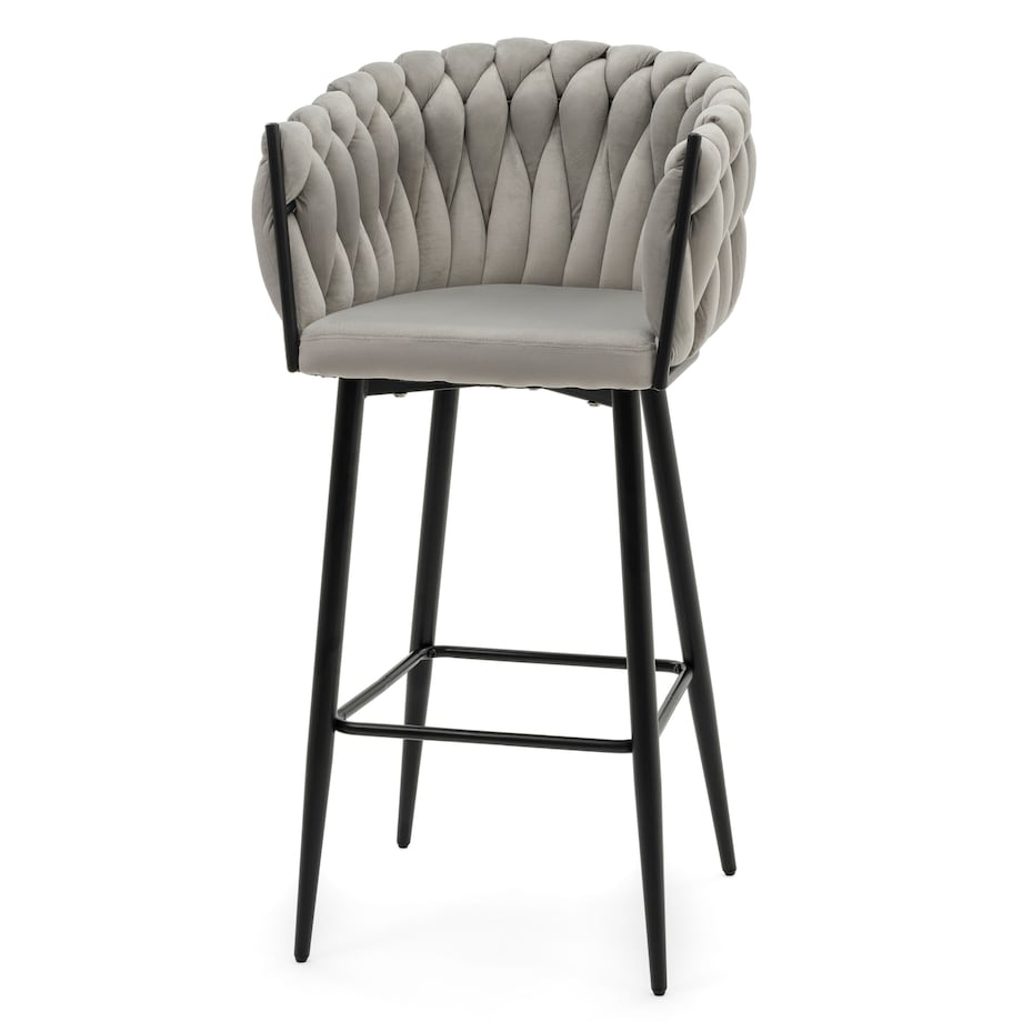 Hoker tapicerowany welurowy pleciony do salonu jadalni barowy glamour LATINA