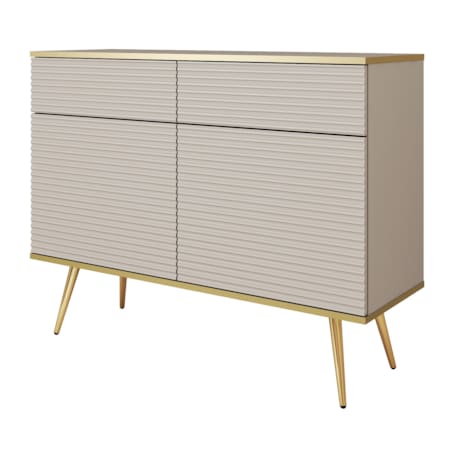 Komoda krótka 107 POLO na wysokich nóżkach z ryflowanymi frontami, beżowa