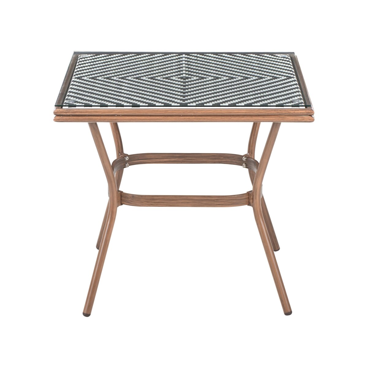 Stolik bistro RIFREDDO 80 cm Szkło Czarny/ biały