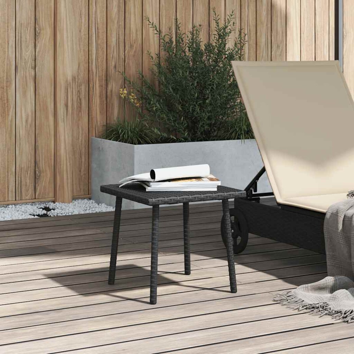 vidaXL Stolik kawowy ogrodowy prostokątny czarny 40x40x37cm polirattan