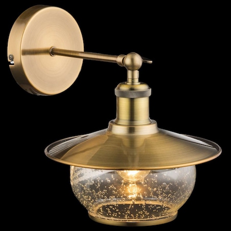 Kinkiet LAMPA ścienna 69030W Globo szklana OPRAWA vintage kula ball brąz antyczny przezroczysty