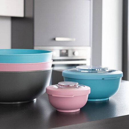 Amuse 3 miski z pokrywkami szare