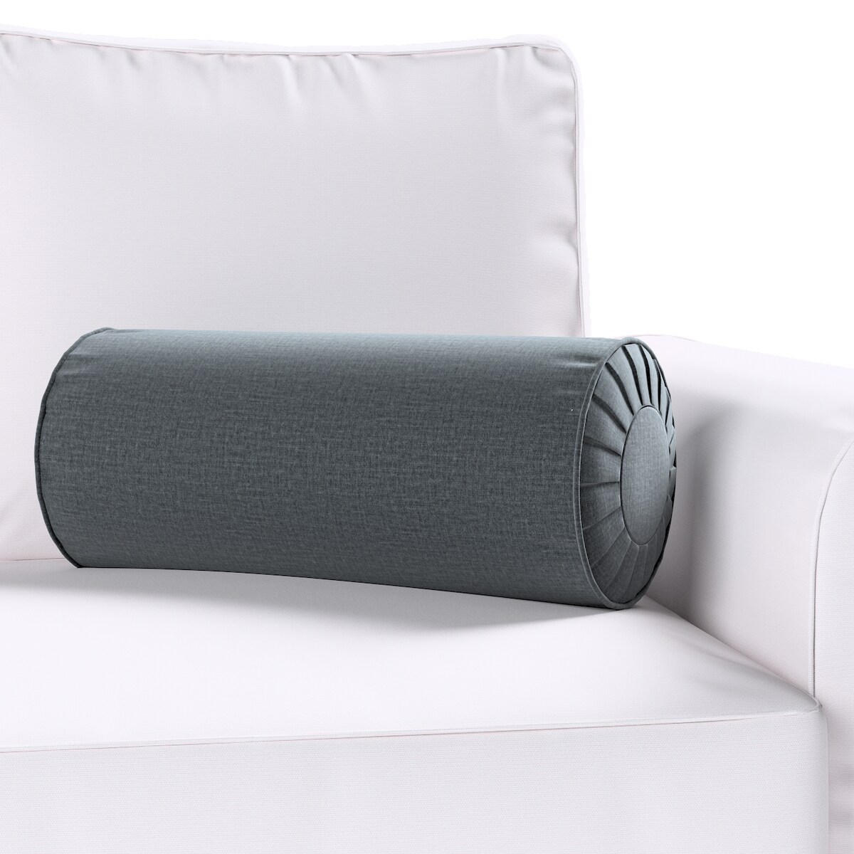 Poduszka wałek z zakładkami, grafitowy welwet, Ø20 x 50 cm, Ingrid