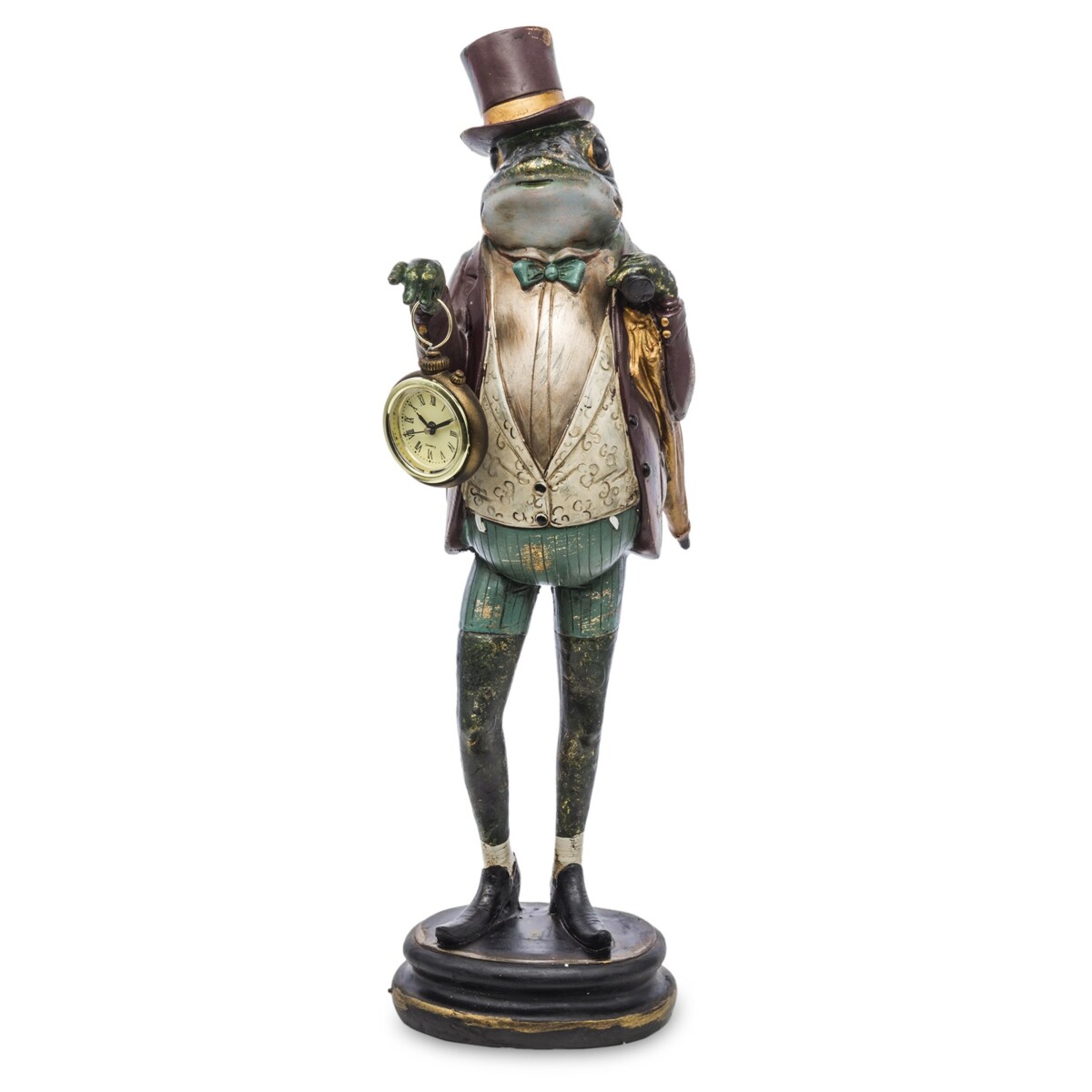 Dekoracja - figurka Żabi elegant z zegarkiem 46x15,5x14cm