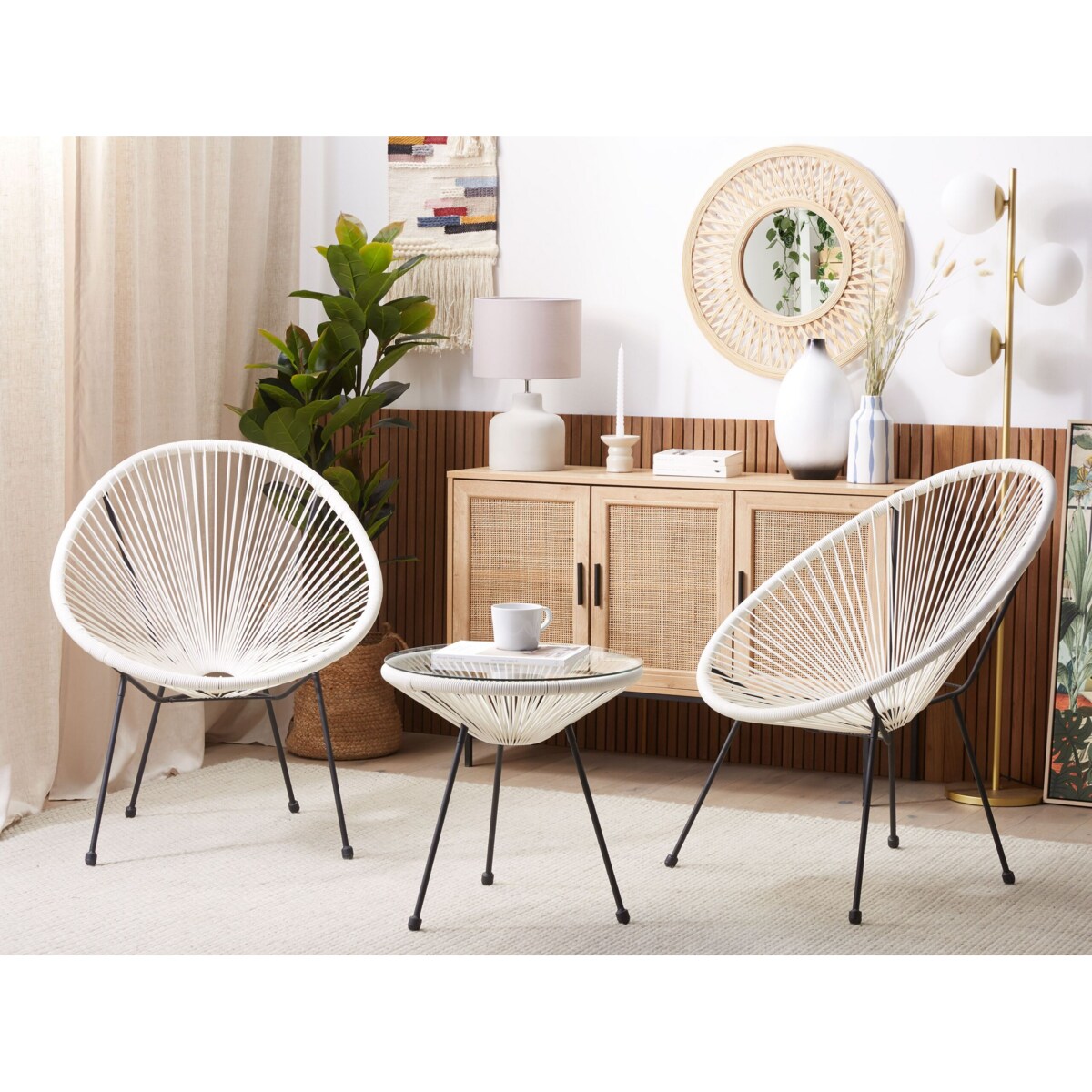 Zestaw mebli balkonowych z technorattanu biały ACAPULCO II