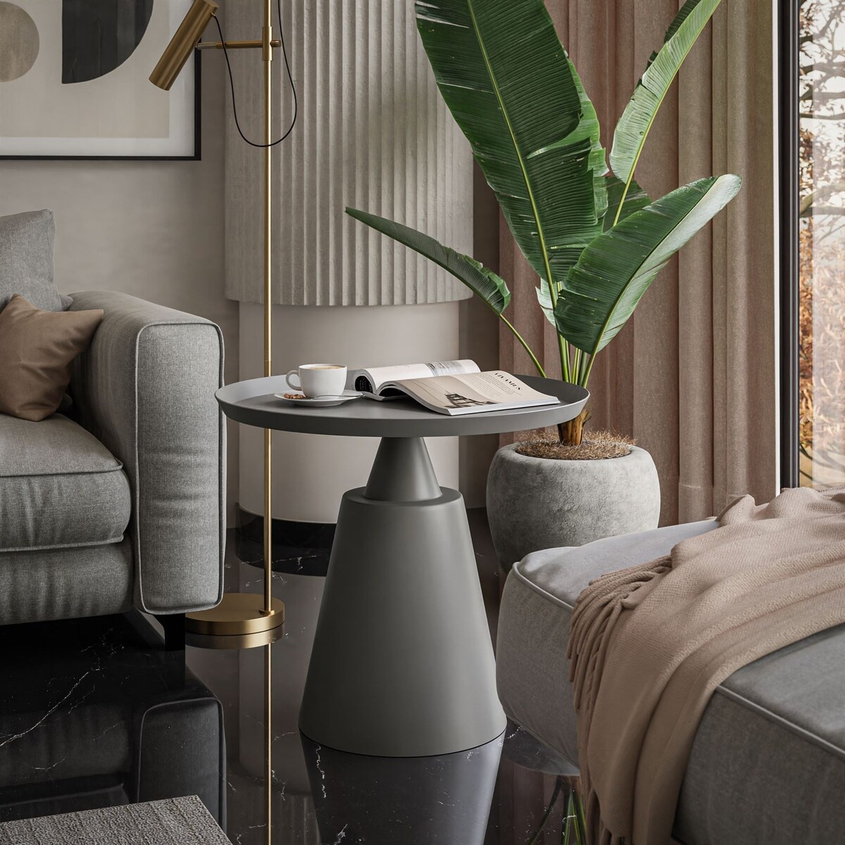 Okrągła ława VORTELLE szara