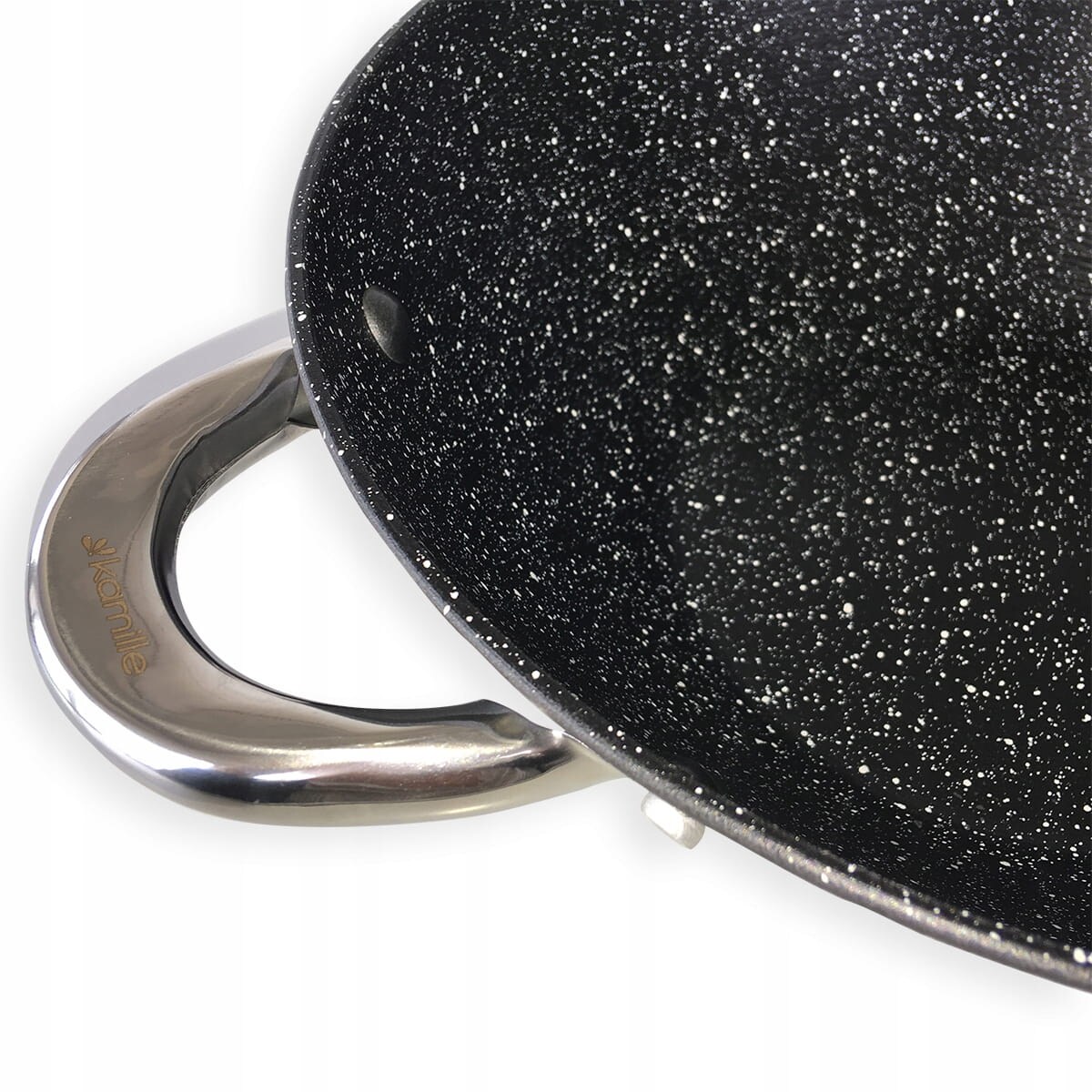 Wok patelnia żeliwna z powłoką marmurkową 28cm + akcesoria KAMILLE