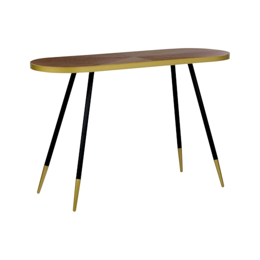 Konsola ciemne drewno ze złotym RAMONA