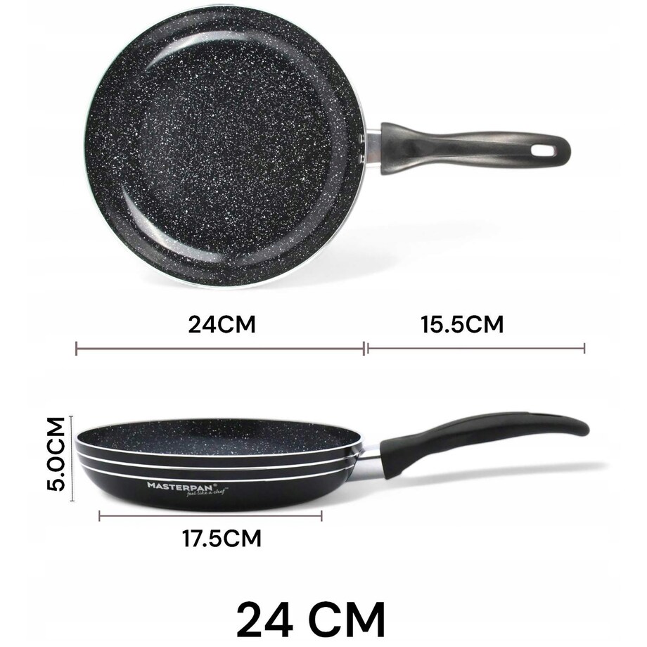 Lekka Patelnia Granitowa 24 Cm Plaster Miodu Indukcja Gaz 1.5L 4.5 Cm