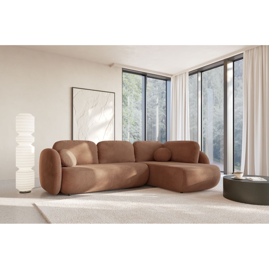 Nowoczesny Narożnik rozkładany OLIVIO II, prawy, brązowy