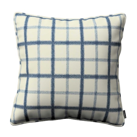 Poszewka Gabi na poduszkę 60x60 niebieska kratka tle ecru