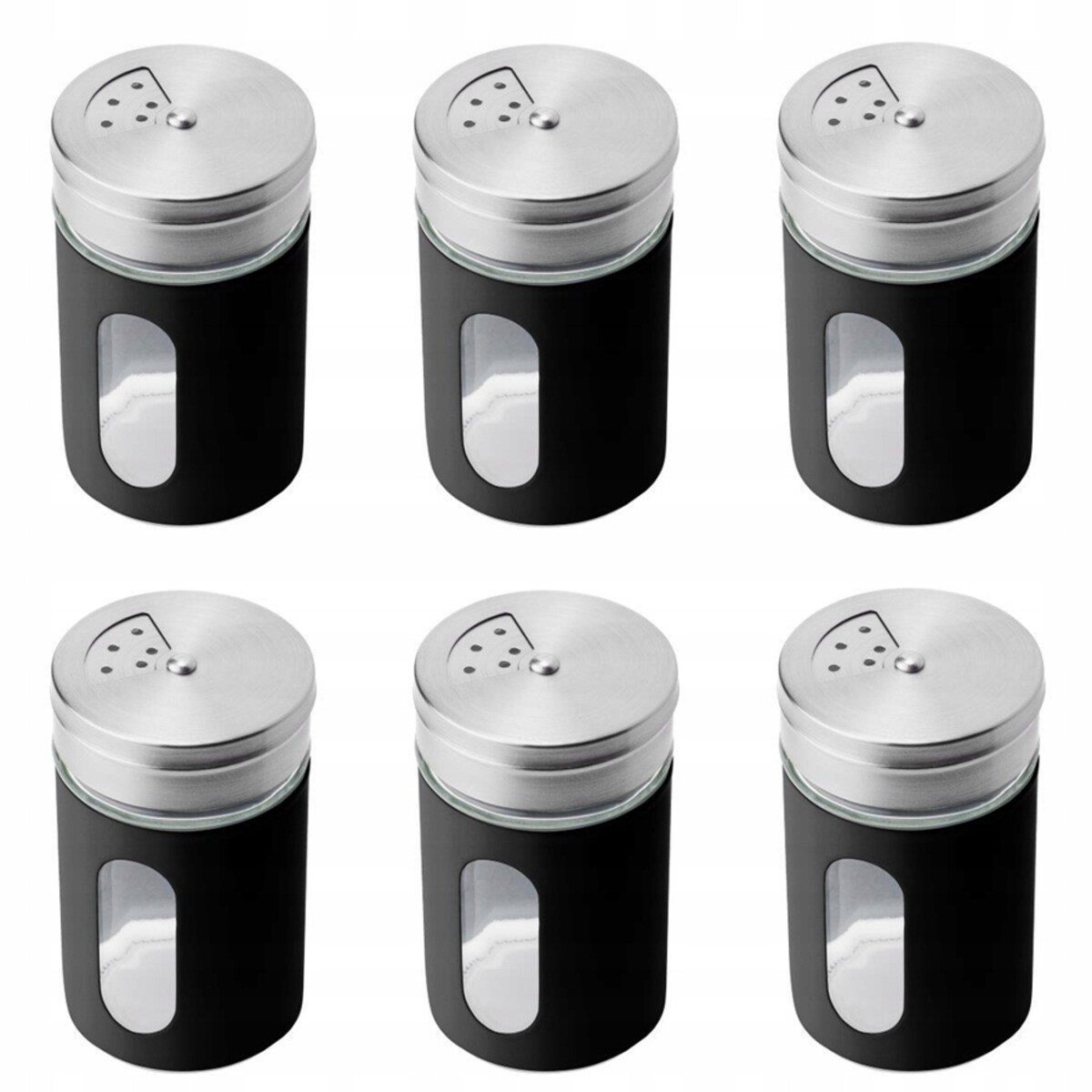 POJEMNIK CZARNY Z SZYBKĄ na przyprawy alcano 90 ml 6szt kuchenny mały słoik