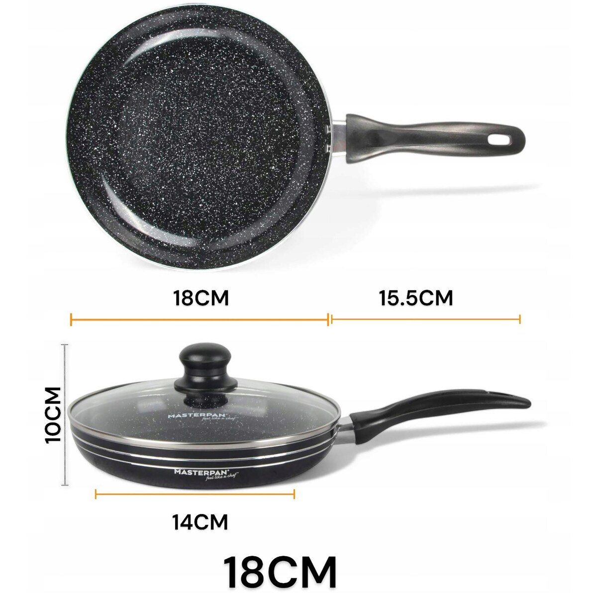 Patelnia Granitowa Pokrywka 18 Cm Plaster Miodu Indukcja Gaz 0.6L Wysoka 4.0