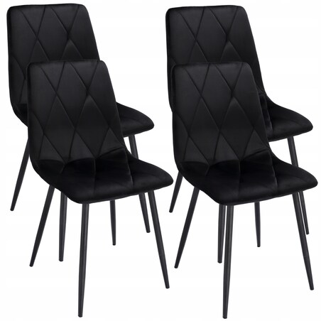 4 X Krzesło Tapicerowane Pikowane Welur Nowoczesne