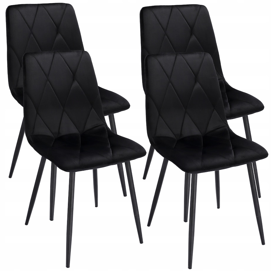 4 X Krzesło Tapicerowane Pikowane Welur Nowoczesne