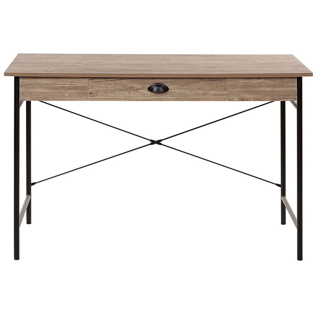 Biurko z szufladą 120 x 60 cm beżowoszary drewno z czarnym CASCO