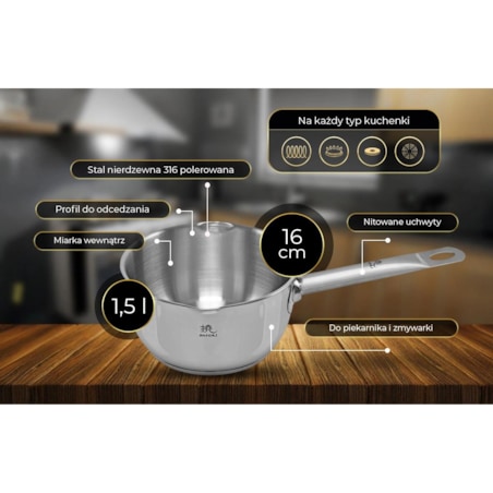 Shiori 撓 Steel Series Pro 316 rondel indukcja 16 cm (1,5 l)