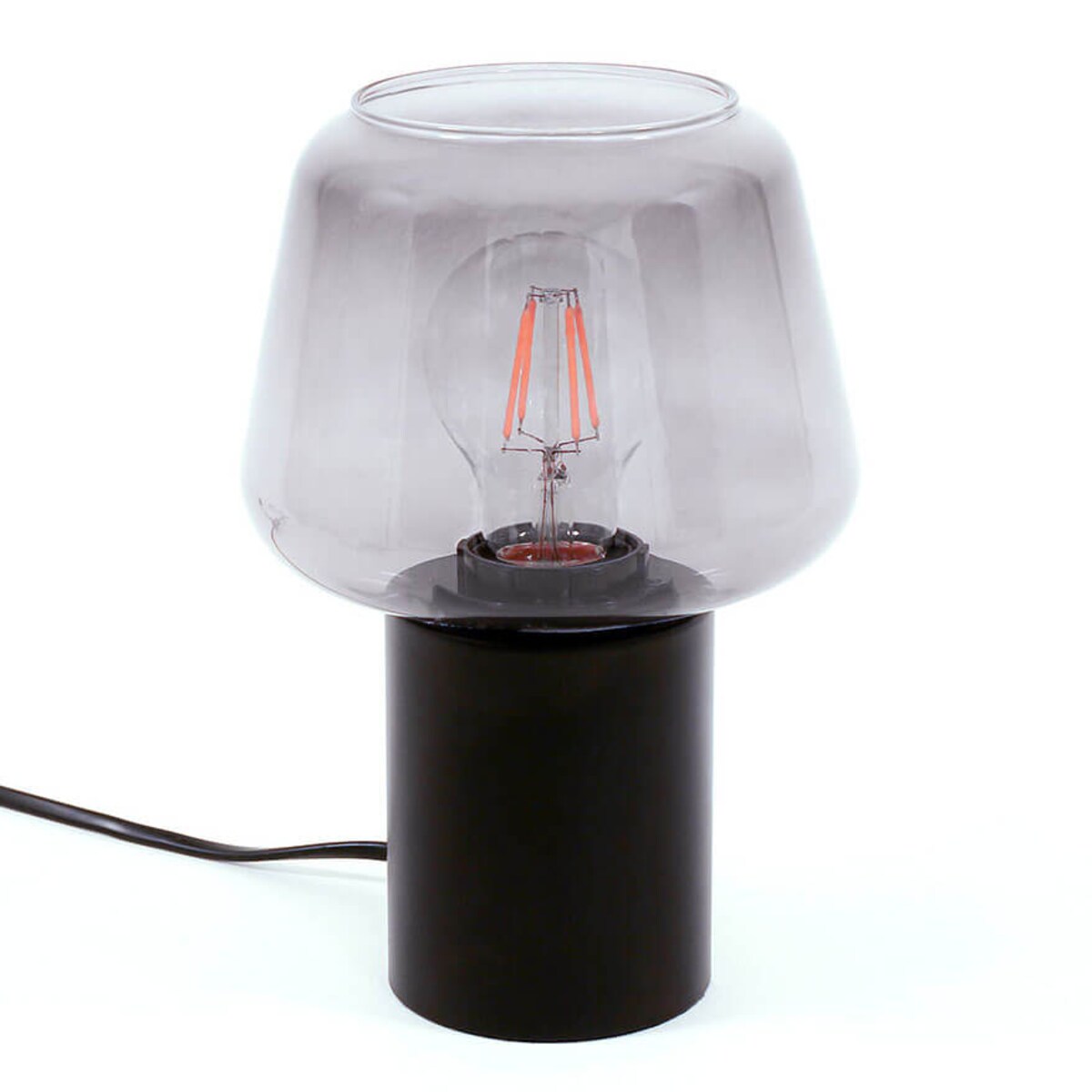 Stojąca lampa nocna Romio do sypialni szklana czarna