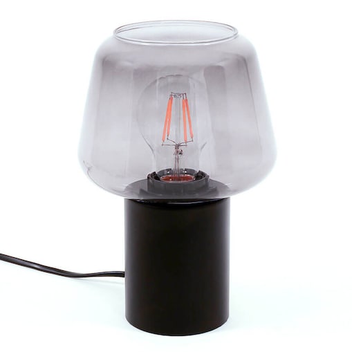 Stojąca lampa nocna Romio do sypialni szklana czarna