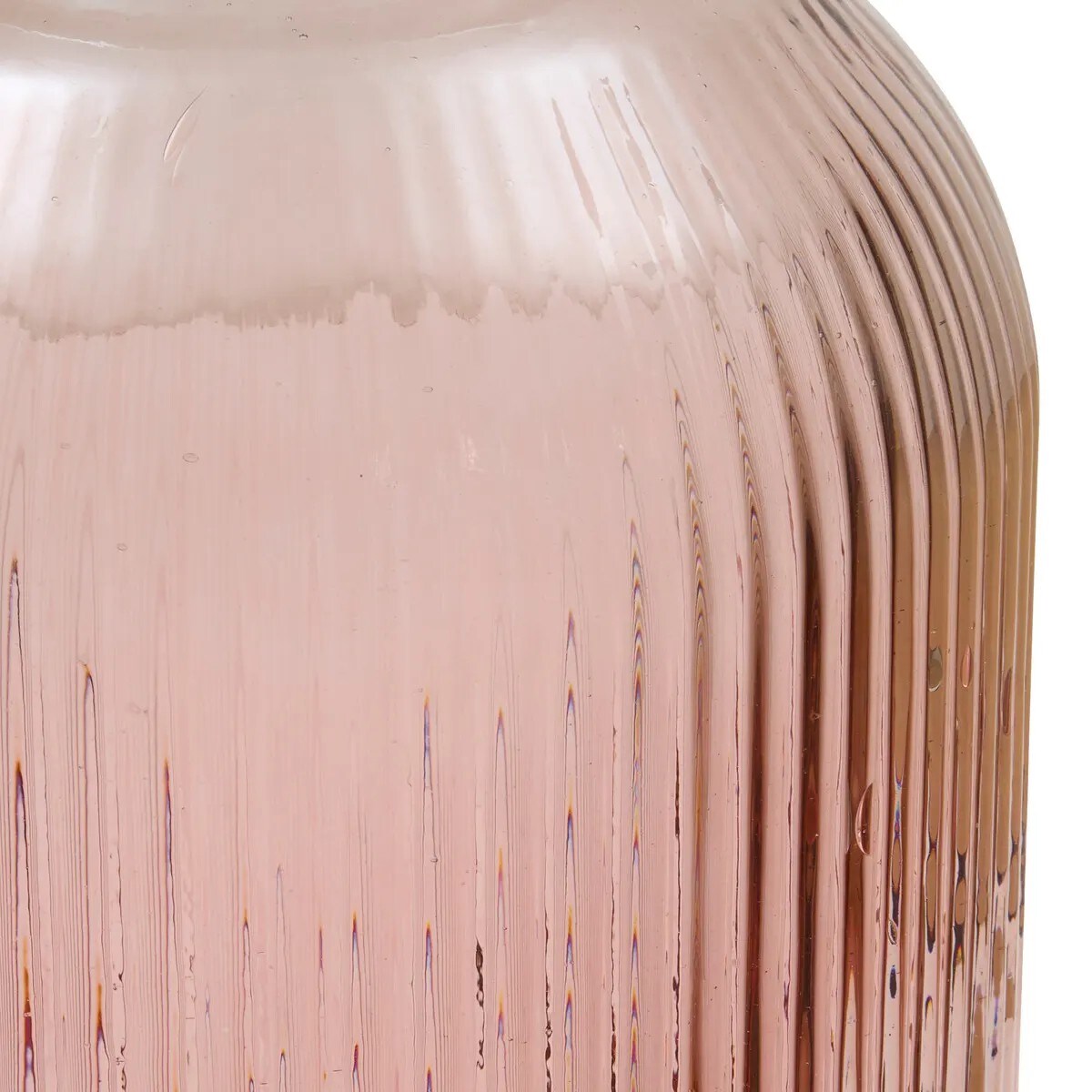 Wazon szklany, prążkowany Luz, 72 cm, różowy