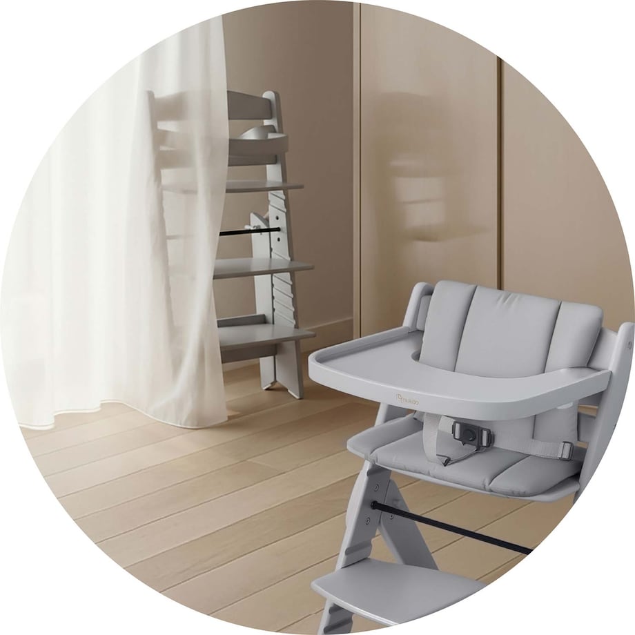 Drewniane krzesełko do karmienia Nukido składane regulowane pasy 702002