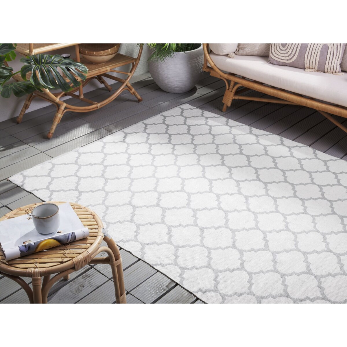 Dywan zewnętrzny dwustronny 140 x 200 cm szary AKSU