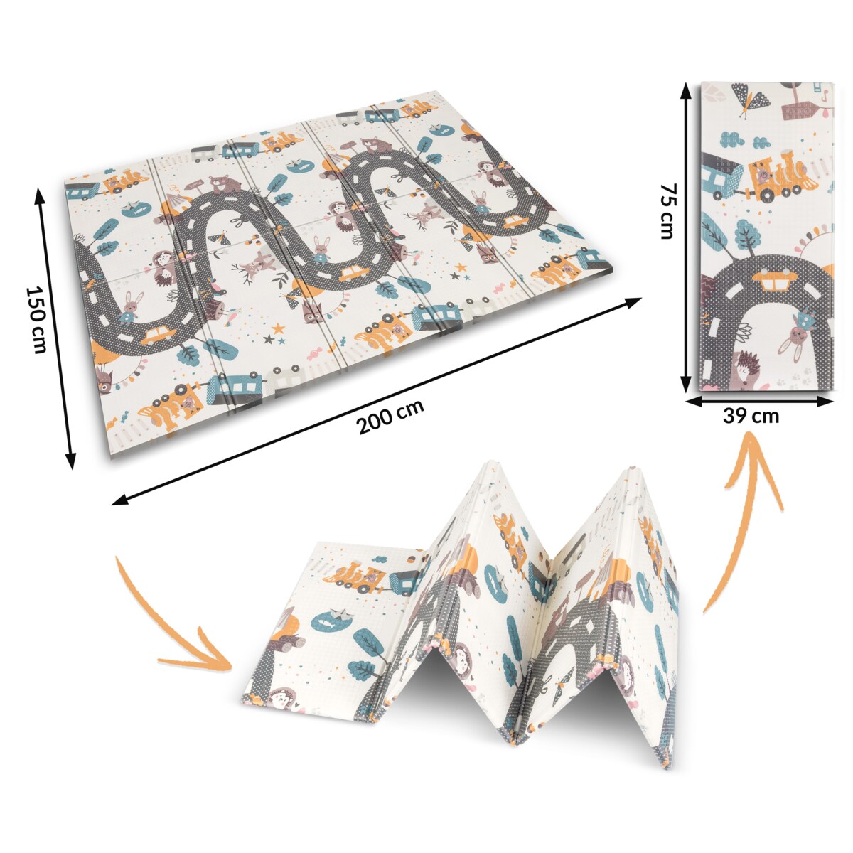 Mata piankowa edukacyjna składana dla dzieci 150x200 pianka xpe Nukido