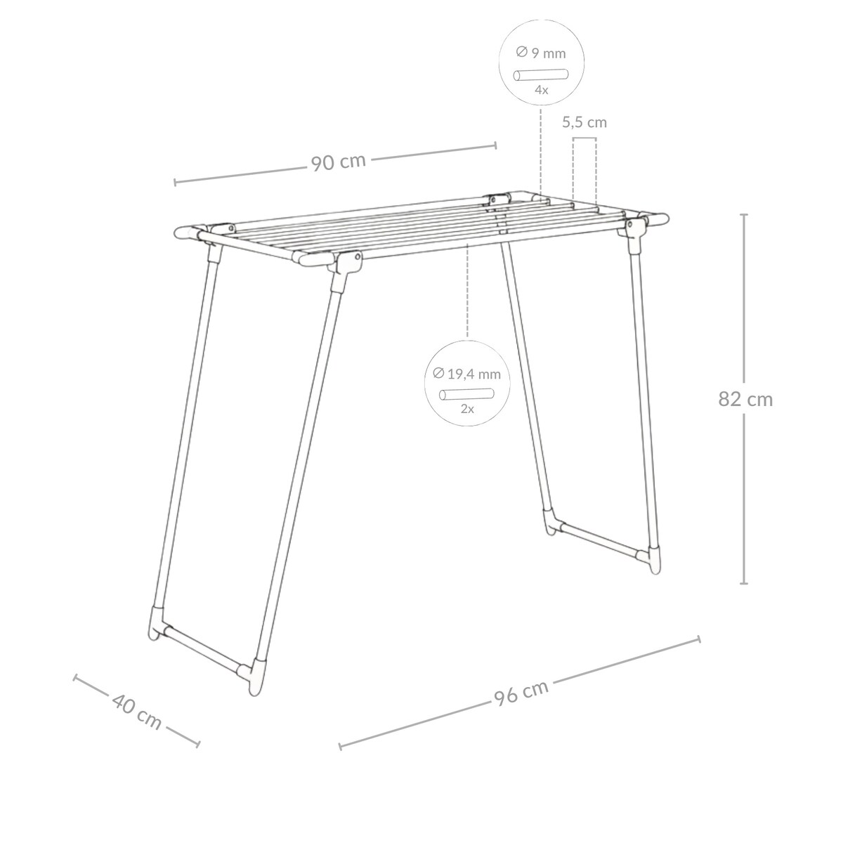 Suszarka na pranie do wanny, wąska 40 cm, FALLA