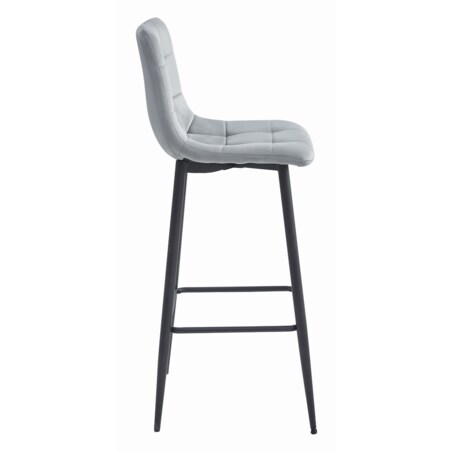 Hoker Do Jadalni Kuchni Baru Wysoki Arceto - Aksamit Srebrno-Szary / Nogi Czarne
